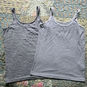 Lot of 2 Lands' End Striped Tank Tops Women's Size Large (12-14)